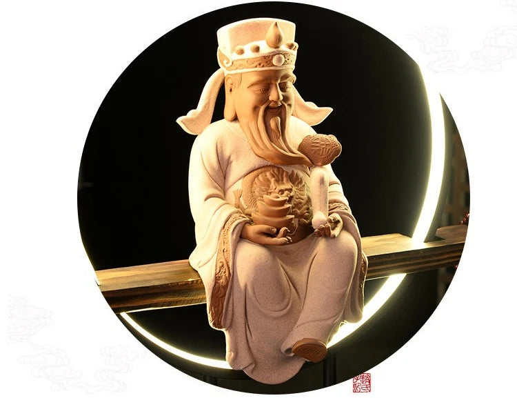 New Chinese Style Zen Ornaments for Entrance Living Room Office God of Wealth Buddha Statue Reflux Incense Decoration