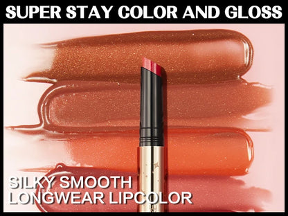 FOCALLURE Brillo labial perlado en barra, hidratante, de larga duración, sexy, brillante, lápiz labial, maquillaje, cosméticos