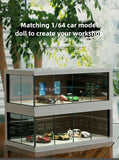 1/64 Simulated Alloy Car Model Showroom for Boy Miniature Acrylic Parking Lot Car Display Stand with Lights Kids Collection Toys