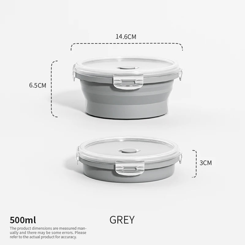 Collapsible Food Storage Containers Silicone Lunch Box with Lid Food Bowls Kitchen Stackable Lunch Box for Pantry Freezer Safe