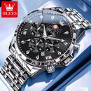 OLEVS 3653 Mens Watch Quartz Watch Multifunctional Chronograph Watch For Men 30M Waterproof Luminous Moon Phase Box Original
