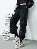Pantalones cargo para mujer 2023, pantalones harén de moda con bolsillos punk, pantalones deportivos con cadena, elásticos Harajuku, cintura alta, ropa de calle.