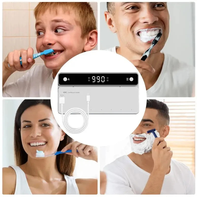 Portacepillos de dientes UV recargable, de secado rápido, esterilizador para maquinilla de afeitar y cepillo de dientes con pantalla LED, accesorios de baño