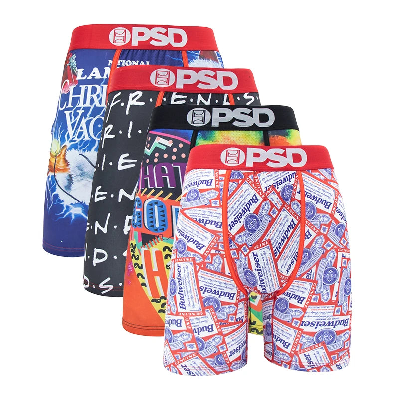 4Pcs Sexy Men Underwear Boxer Shorts Print Boxershorts Panty Cueca Male Panties Lingerie Fashion Underpants man