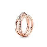Anillo de plata 925 chapado en oro para mujer, con doble banda brillante y corazón, joyería fina Pandora original, 2024 