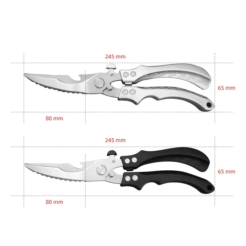 Stainless Steel Chicken Bone Scissors Kitchen Scissors Household Food Scissors Fish Chicken Duck Cutter Scissors Knife