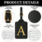 PU Leather Luggage Tag for Travel - Durable Suitcase ID Tag with Privacy Cover & Name Card Slot (A-Z) liu