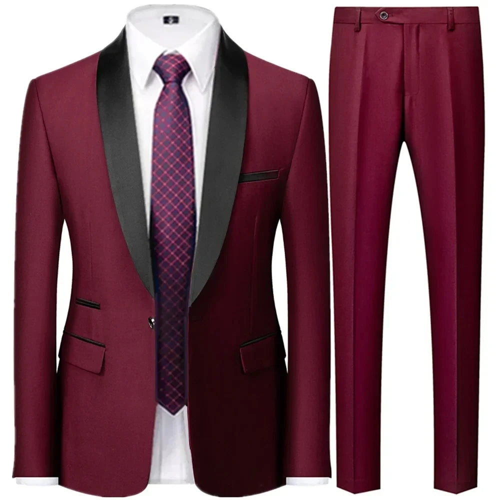 Black Men Autumn Wedding Party Three Pieces Set Large Size 5XL 6XL Male Blazer Coat Pants and Vest Fashion Slim Fit Suit