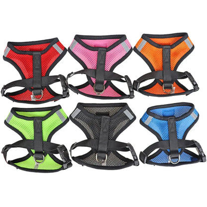 Arnés para perros y gatos con correa ajustable, malla de poliéster, transpirable, reflectante, para perros pequeños, accesorios para gatos.