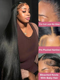 Peruca lace frontal cabelo humano liso HD 250% - densidade - longo luxo