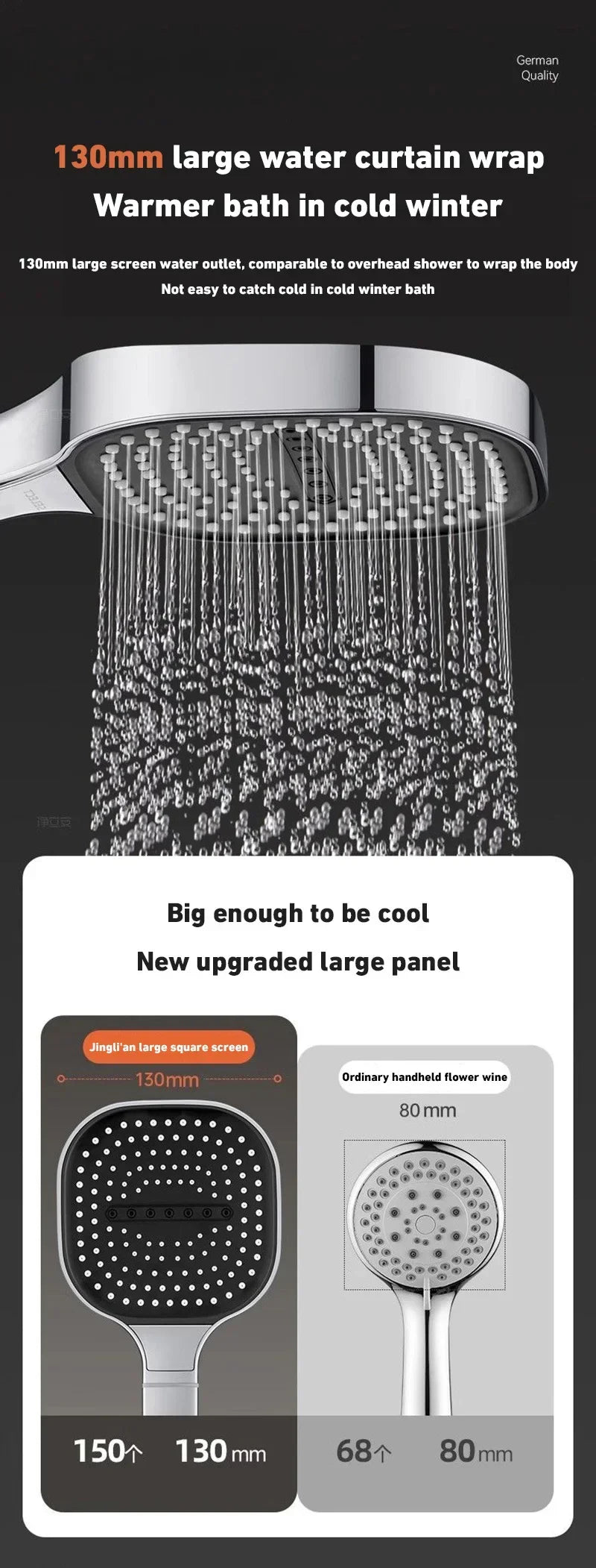 Cabezal de ducha Xiaomi de 13 cm con panel grande, 3 modos, ajustable, para el hogar, cabezal de ducha de masaje de alta presión, elemento filtrante, accesorios de baño