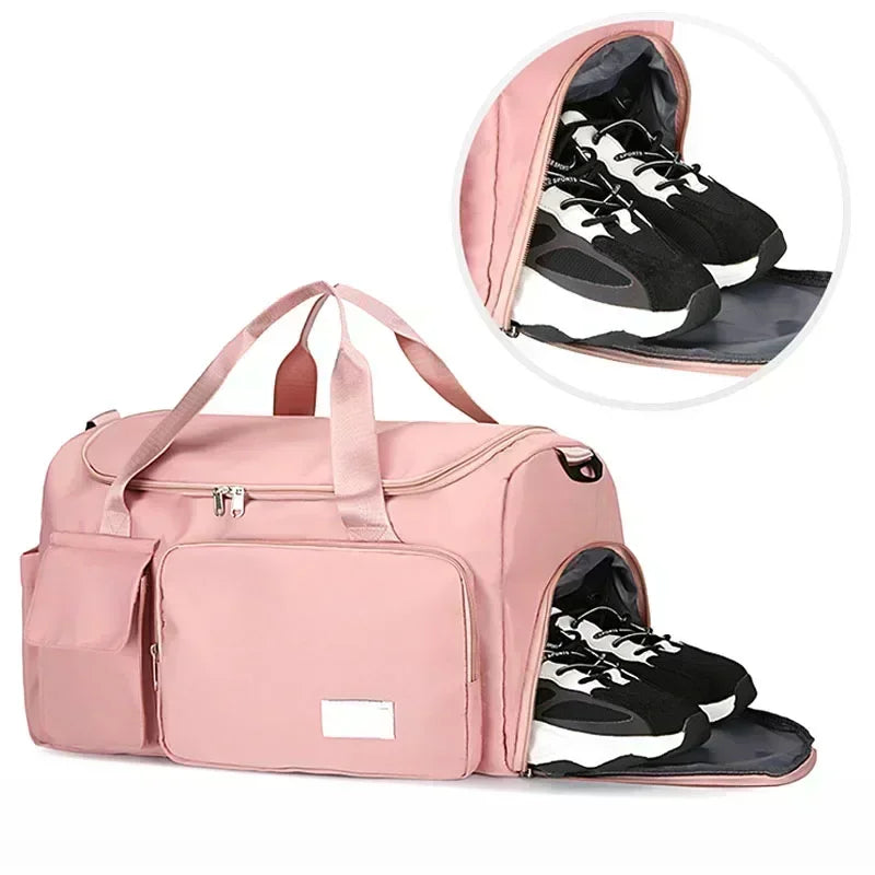 Bolsa de viaje para mujer, bolsa de gimnasio de gran capacidad, Weekender, bolsas de lona para la noche con compartimento para zapatos, bolsas deportivas para Fitness