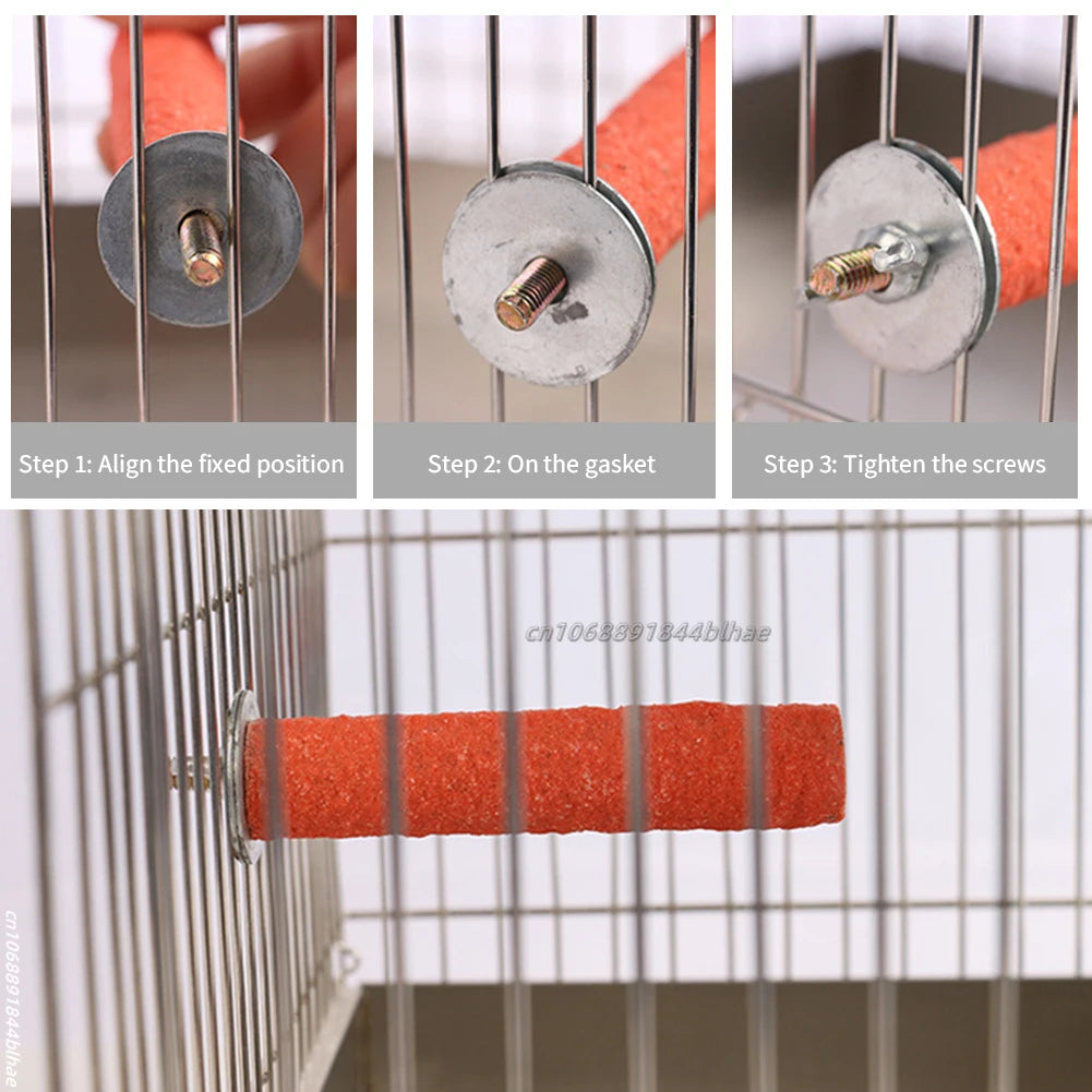 Barra para afilar picos y garras de pájaro, palo de pie, estación para loros, suministros para pájaros, soporte para afilar garras de loro, accesorios para jaulas