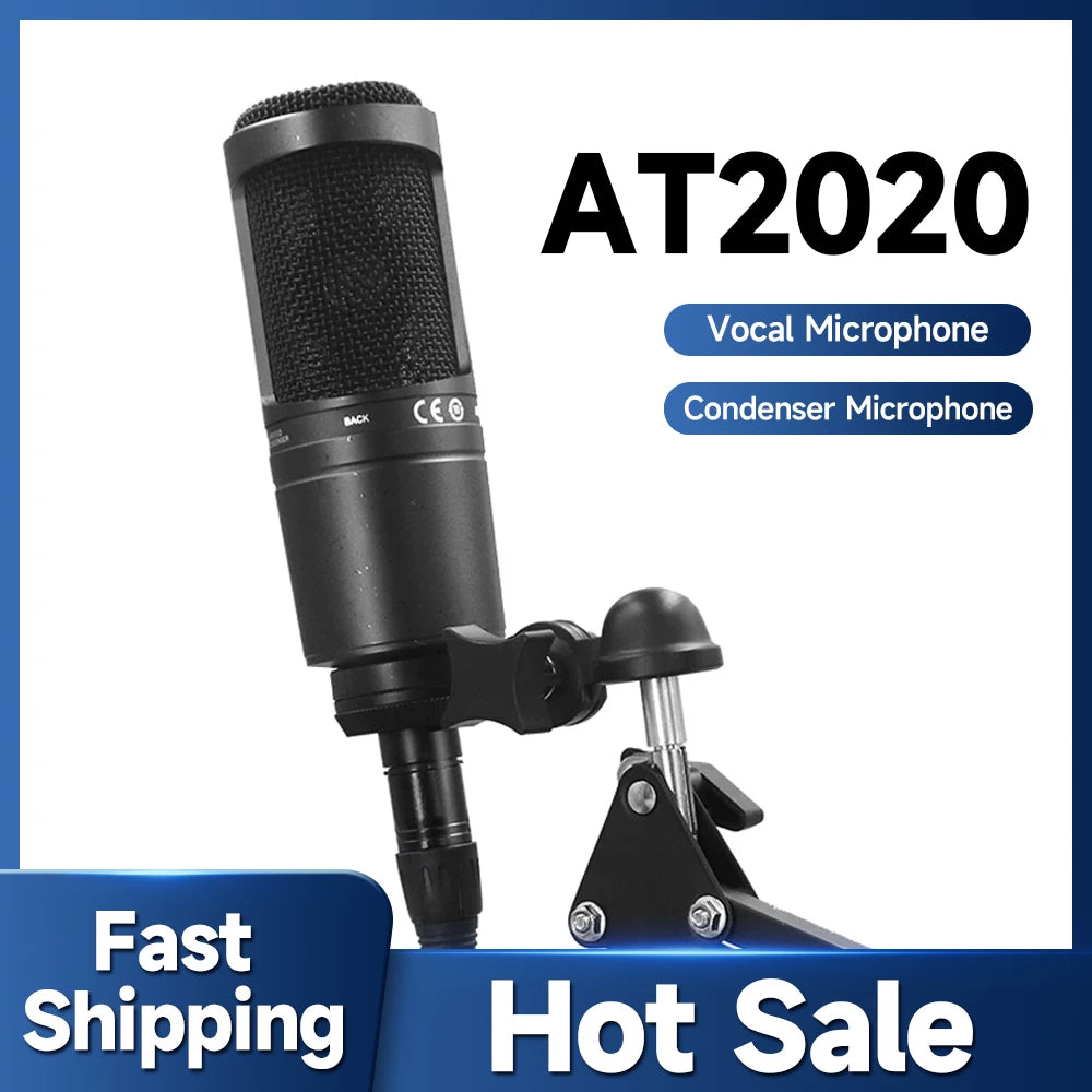 AT2020 Condenser Microphone for Recording Gaming Microfono Condenser Professional Microphone,Cardioid Mic for Singing