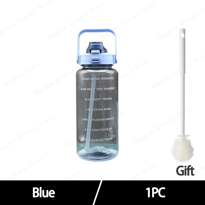 2025 Spring/Summer 2L Large Capacity Outdoor Plastic Bouncing Straw Sports Water Bottle Leak-proof Portable Refill Cups