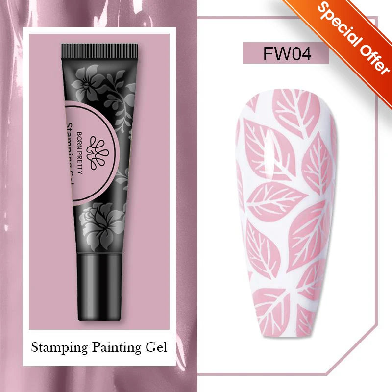 BORN PRETTY 1 Bottle 8ml Stamping Gel Polish Black White Gold Silver Nail Stamping Gel Printing Polish Soak Off Gel Varnish