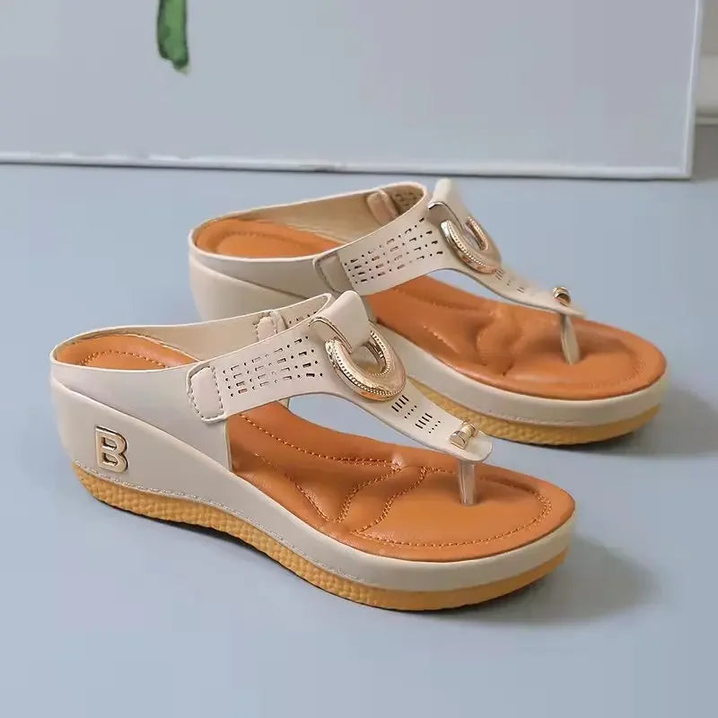 Women New Summer Sandals Open Toe Beach Shoes Flip Flops Wedges Comfortable Slippers Cute Sandals  Femme Plu Size 35~43