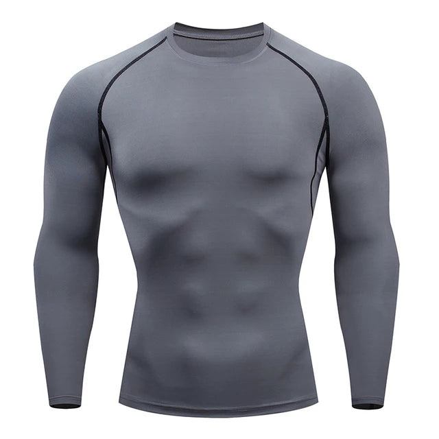 Camiseta de compresión para correr para hombre, ajustada, de manga larga, para entrenamiento y jogging, para gimnasio, Dry Fit Rashgard 