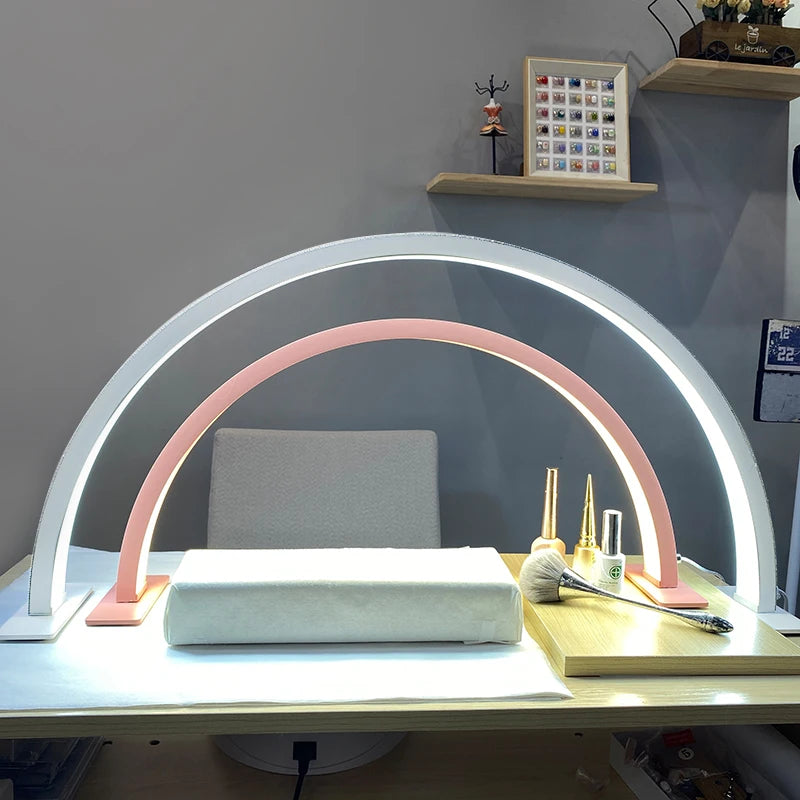 48W Half Moon Lamp For Nail Desk Dimmable 3000K-6000K Makeup Manicure Beauty Salon Touch Switch LED Light Half Moon Nail Lamp