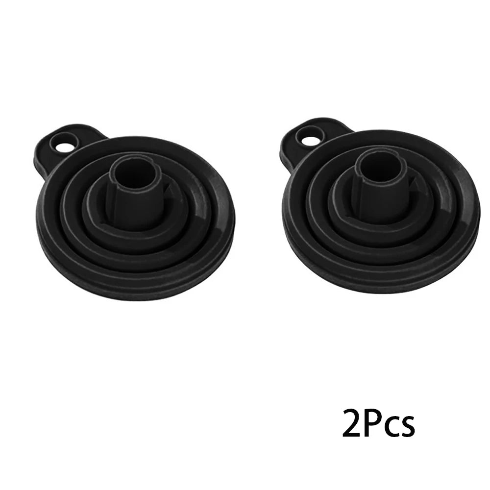 Funil dobrável para motor de carro, 2 peças, silicone, líquido, arruela, óleo de motor, ferramentas de mudança de gasolina para motocicleta, acessórios de carro