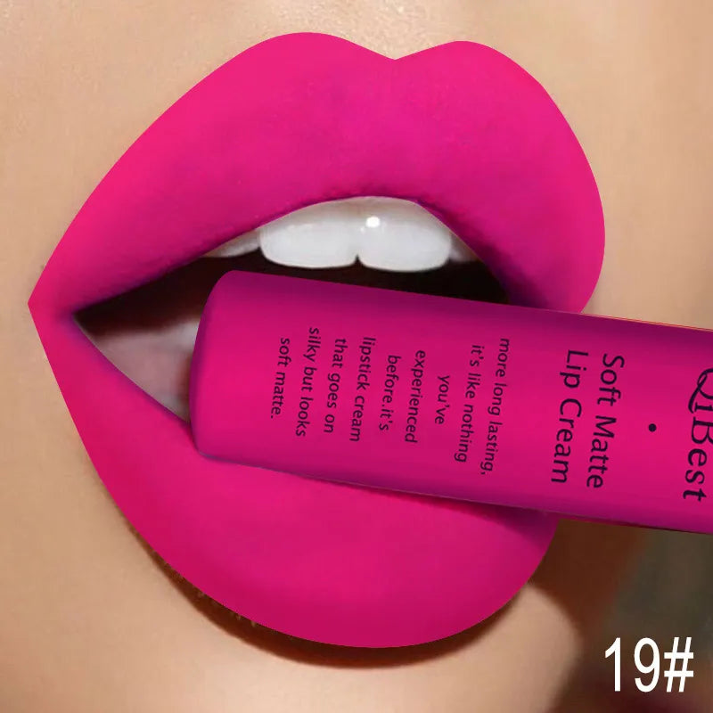 Lápiz labial líquido mate resistente al agua, brillo labial aterciopelado de larga duración, tubo mate nude, pigmento rojo, negro, maquillaje, lápices labiales cosméticos. 