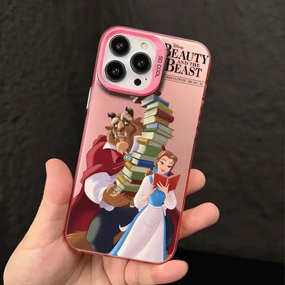 Funda plateada colorida para Apple iPhone 11, 13, 15, Pro Max, 14 Plus, 12, 16, funda de silicona a prueba de golpes, Princesa Bella Disney