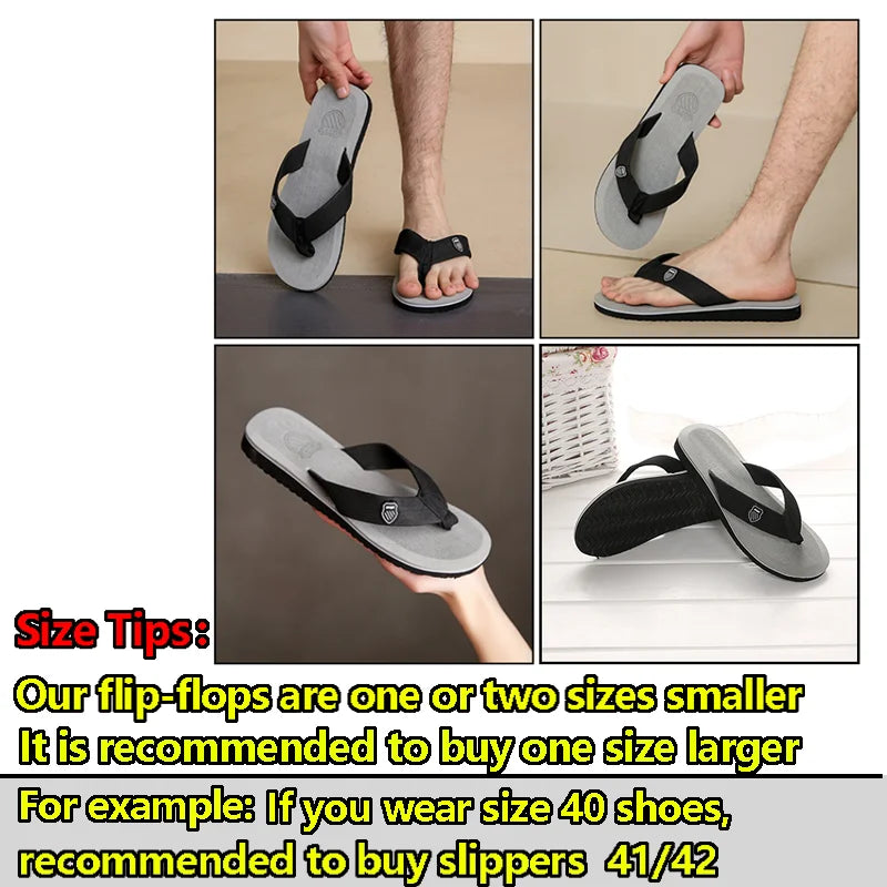 Men's Casual Flip Flops Fashion Beach Shoes Men Summer Non-Slip Flat Slides Men's Slippers Indoor House Shoes Man Male Slipper