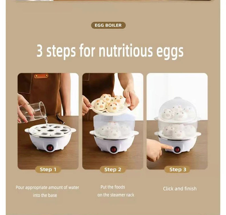 Multifunctional Electric Egg Boiler Single/Double Layer Egg Cooker 110V/220V Mini Steamer Poacher Kitchen Cooking Machine