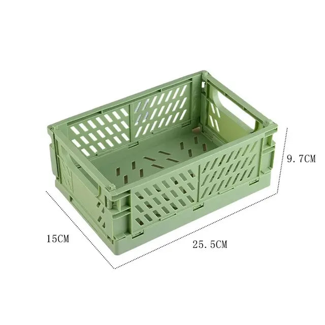 Caja de almacenamiento plegable de plástico, cesta apilable, bonita caja para maquillaje, joyas, juguetes, organizador portátil. 