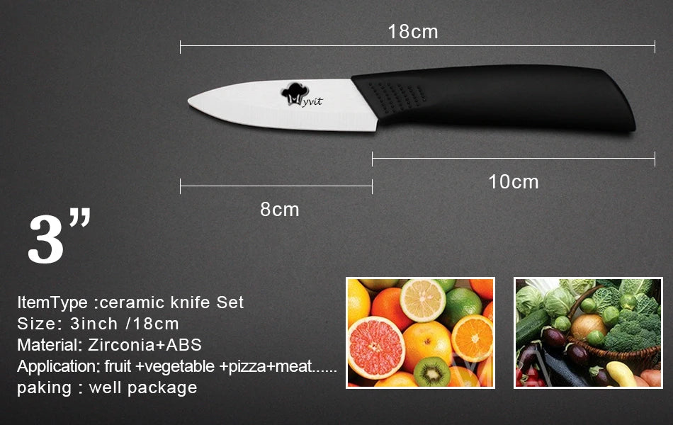 Ceramic Knives Set for Kitchen Paring Utility Slicing Fruit Vegetable Cutter 3 4 5 inch White Zirconia Blade Cooking Tool