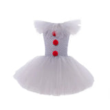 Halloween Costume For Kids Gray Girls Tutu Dress Kids Cosplay Scary Clown Costume Carnival Masquerade Party Dress Up 3-12Y