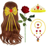 Kids Belle Cosplay Party Princess Dress Beauty Beast Princess Clothes Halloween Event Festival Party Flowers Print Costume