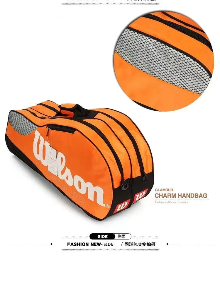 Genuine Wilson Tennis Racket Bag Large Capacity Outdoor Waterproof Tennis Racquet Bag Golf Bag Men Women Tennis Sport Bag