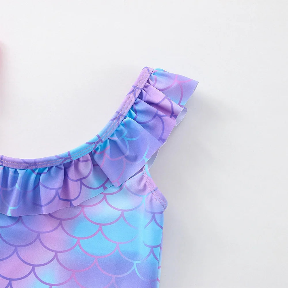 Traje de baño de una pieza con estampado de escamas de sirena para niña pequeña de Lilo Stitch, traje de baño para playa