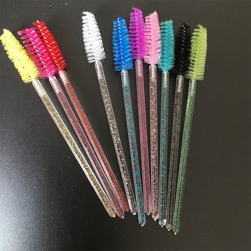 New style 50Pcs Disposable Crystal Eyelash Brush Eyelashes Lift Lifting Curler Eye Lash Extension Graft Brush Tool Accessories