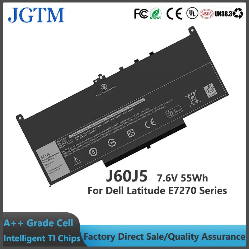 E7470 E7270 J60J5 Laptop Battery Compatible with Dell Latitude E7470 E7270 7470 7270 Series Type 0MC34Y MC34Y R1V85 242WD GG4FM