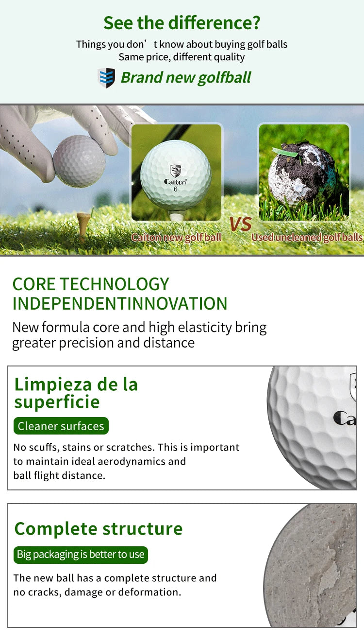 Caiton 50pcs 3-Layer Golf Balls - 332 Dimple, Max Distance, Spin Control, Durable, Accurate - Ideal for Training & Play