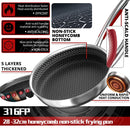 MOEYE Frying Pan 316L Stainless Steel 28/30/32cm Kitchen Nonstick Pan Cooking Skillet Kitchen Nonstick Skillet Induction Pan