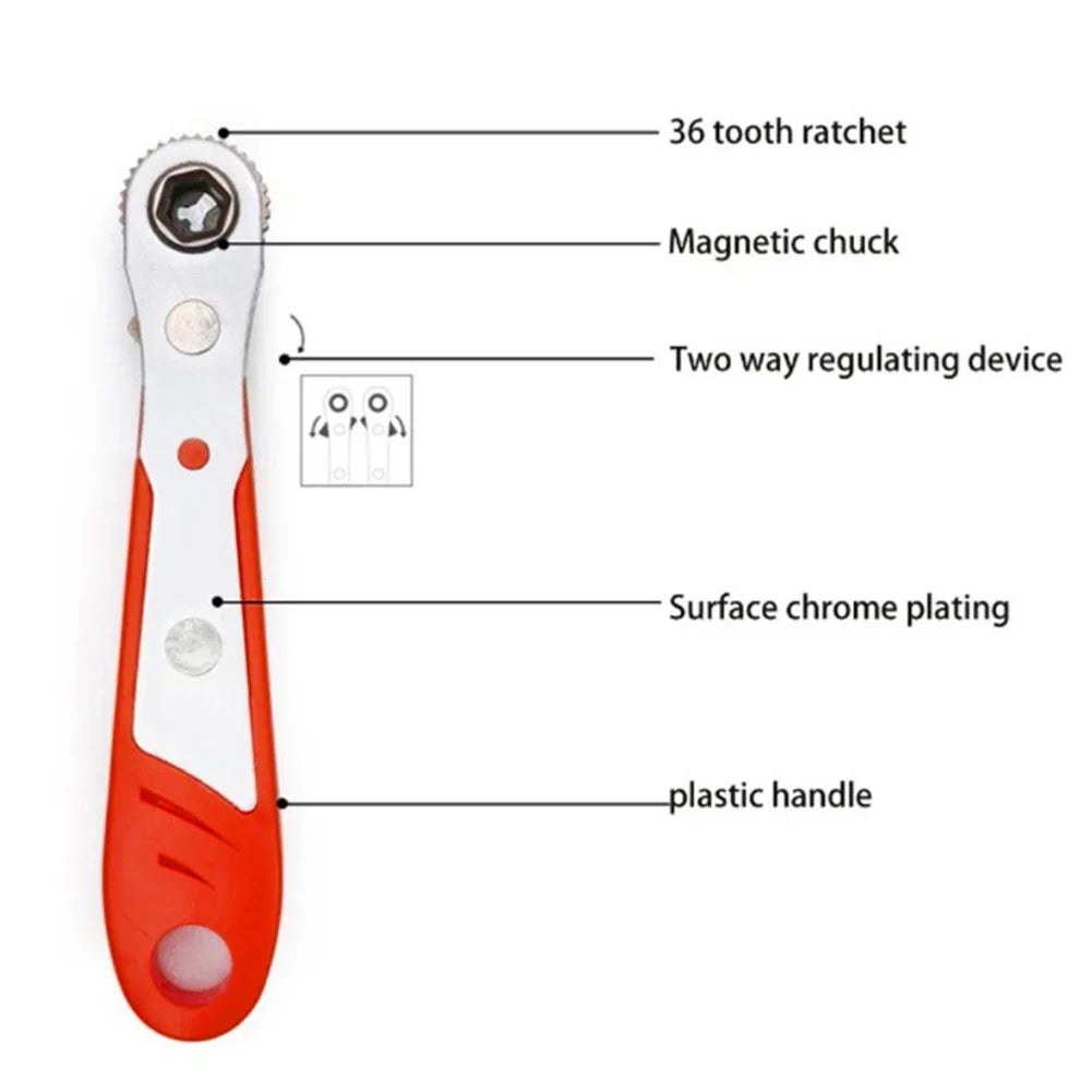 Corrosion-resistant Wrench Ratchet 6.35mm Hexagon Spanner Two-way 1/4 Inch Adjustment Quick Release Repair Tools
