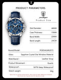 POEDAGAR Reloj de lujo para hombre, resistente al agua, luminoso, cronógrafo, militar, de cuero de alta calidad, de cuarzo