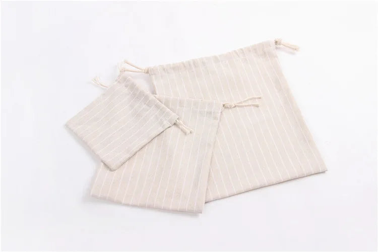Cotton Linen Drawstring Cosmetic Bag Christmas Gift Package Makeup Storage Bags for Travel Wedding