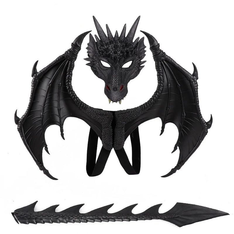 Animal Cospty Dragon Costume Purim Christmas Gift Carnival Party  Cosplay Set Wing and Tail faucet Costume
