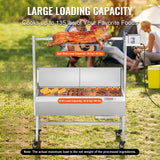 VEVOR-asador eléctrico de 35 pulgadas, asador de carbón con Motor eléctrico, asador de acero inoxidable con ruedas bloqueables para acampar al aire libre