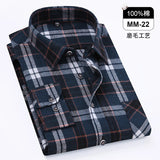 Men Fashion Long Sleeve Brushed Flannel Shirt Single Pocket Comfortable 100% Cotton Casual Slim Fit Button-down Plaid Shirts 8XL