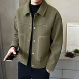 2024 Winter Men's Wool Blend Trench Coat Short Jacket Slim Fit Casual Coats Korean Solid Color Streetwear Windbreaker Outwear
