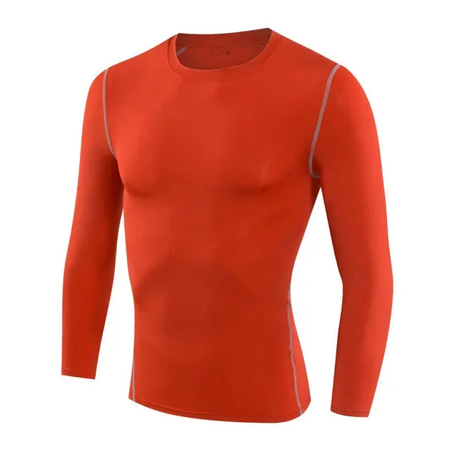 Long Sleeve Fitness Clothing Compression Shirt for Football Basketball Running Base Layer Quick Dry Sweat Absorbent Tight 