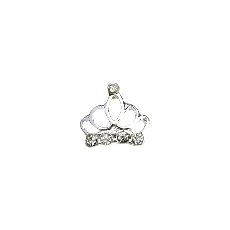 10pcs New Crown Alloy Zircon Nail Art Charms Silver Shiny Crystals Jewelry Hot Sale Nails Decoration 3D Manicure Accessories %2