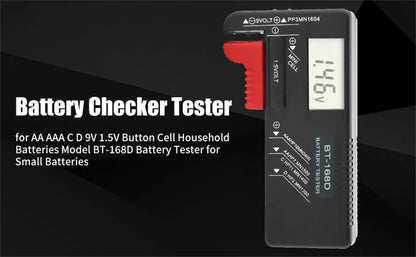 BT-168D Battery Tester Universal Digital LCD Tester AA AAA CD 9V 1.5V Button Cell Voltage Battery Voltage Tester