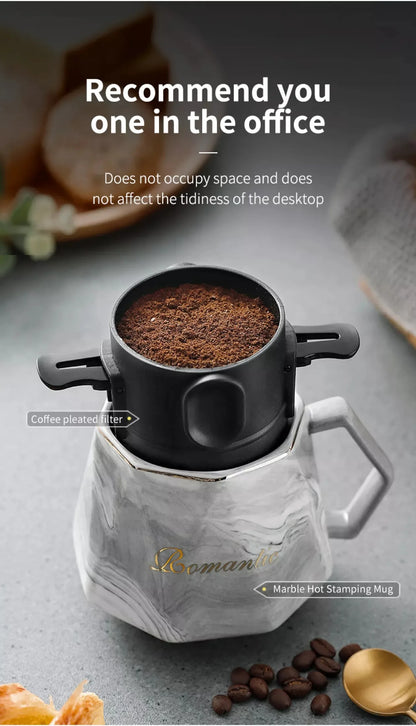 Filtro de café portátil de acero inoxidable 304, soporte para café y té, taza reutilizable, juego de taza de té con gotero, cafetera, utensilios de café