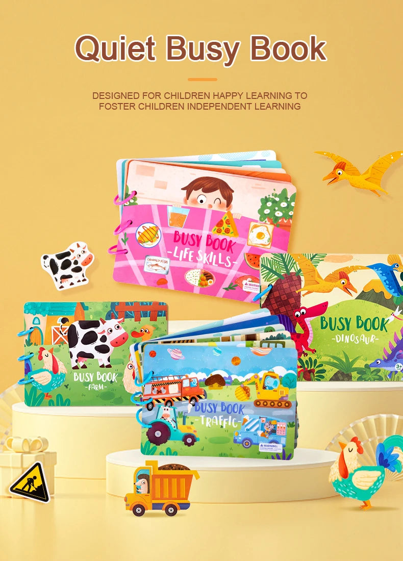 Montessori Busy Book for Kids Sticker Quiet Book Baby Early Educational Toy toddlers Matching Puzzles Game Learning Toys Gifts